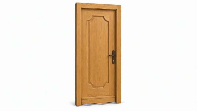 Porte d'entrée bois modèle M10 sur mesure — dessin du modèle, chêne verni