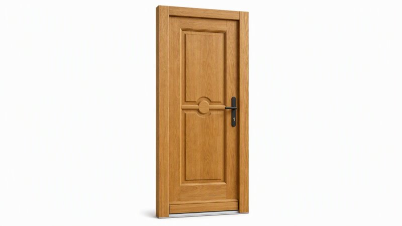 Porte d'entrée bois modèle M11 sur mesure — dessin du modèle, chêne verni
