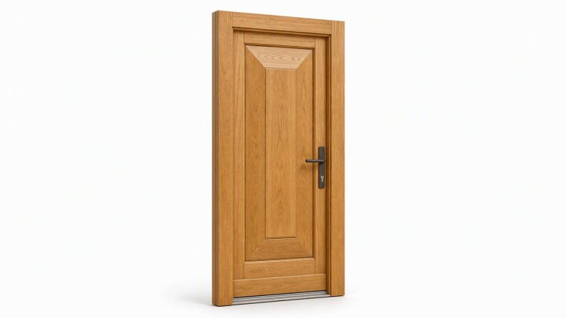 Porte d'entrée bois modèle M14 sur mesure — dessin du modèle, chêne verni