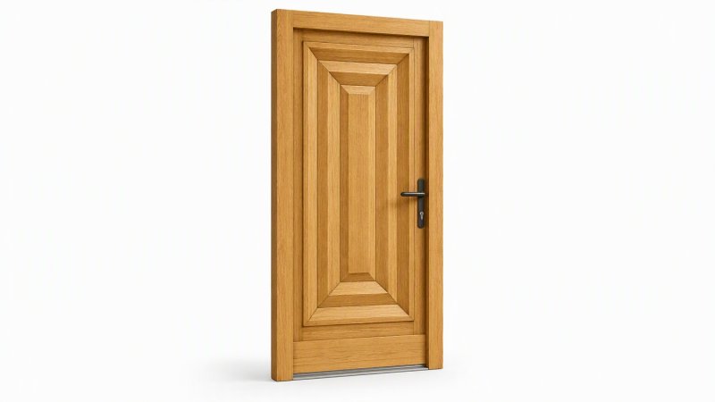 Porte d'entrée bois modèle M15 sur mesure — dessin du modèle, chêne verni