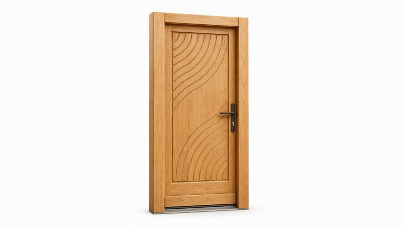 Porte d'entrée bois modèle M16 sur mesure — dessin du modèle, chêne verni