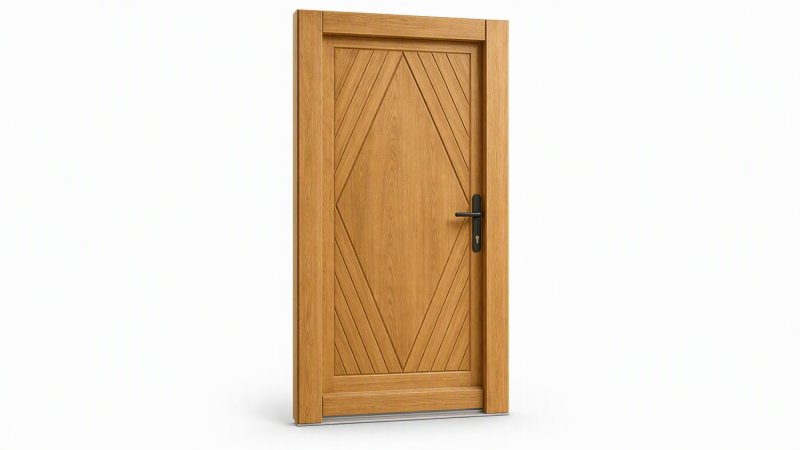 Porte d'entrée bois modèle M17 sur mesure — dessin du modèle, chêne verni