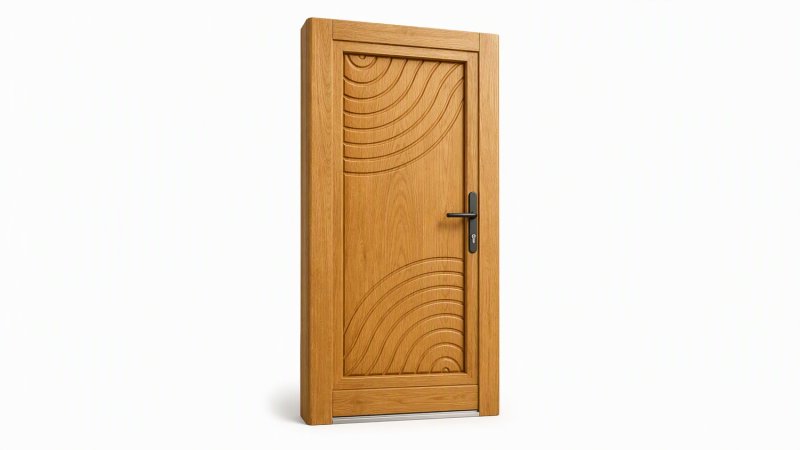 Porte d'entrée bois modèle M18 sur mesure — dessin du modèle, chêne verni