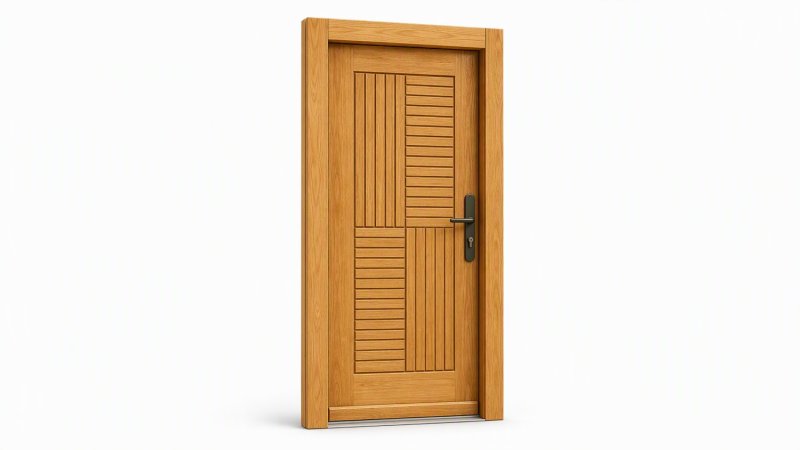 Porte d'entrée bois modèle M21 sur mesure — dessin du modèle, chêne verni