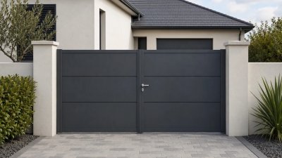 Le même portail acier sur mesure devant une autre maison, en gris anthracite (RAL 7016)