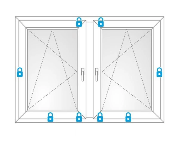 Points de verrouillage renforcés d'une fenêtre PVC niveau de sécurité 1