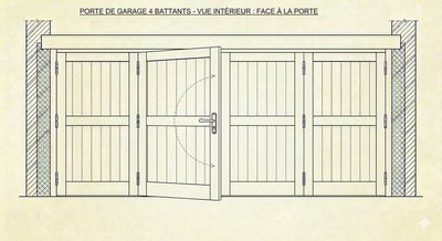Sur le deuxième ouvrant en partant de la GAUCHE (vue intérieure, face à la porte)