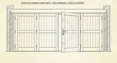 Sur le deuxième ouvrant en partant de la DROITE (vue intérieure, face à la porte)