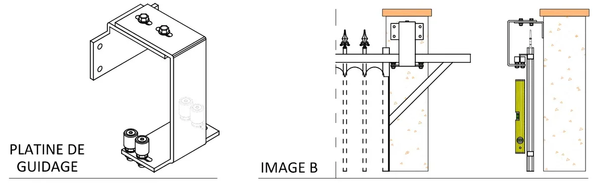 Image B — contrôle de l'aplomb du portail avant de tracer les trous