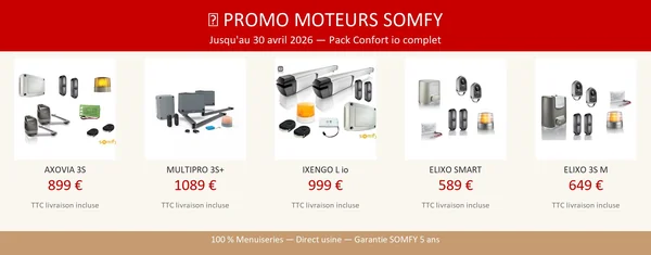 Promo Somfy : motorisations portails battants et coulissants jusqu'au 30 avril