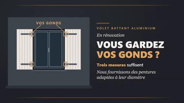 Volet battant aluminium en rénovation : garder ses gonds, les 3 cotes à relever. La vidéo
